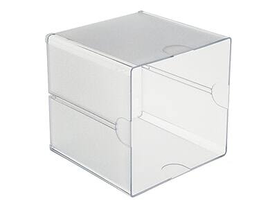 Alt View 1. Deflecto - Deflect-O Cube 1 Compartment Stackable Plastic Compartment Storage, Clear (350401) - Clear.