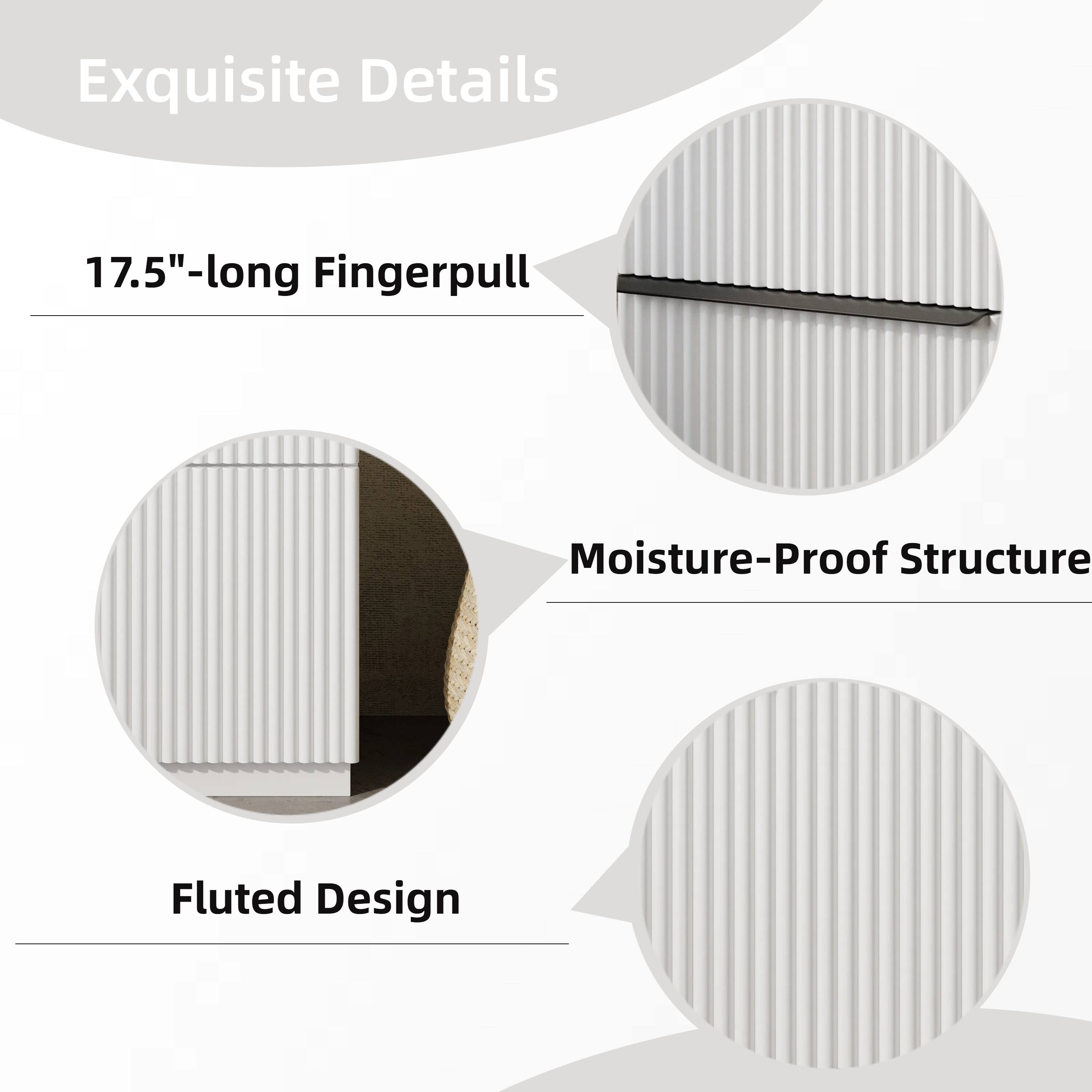 Exquisite Details

- 17.5"-long Fingerpull
- Moisture-Proof Structure
- Fluted Design
