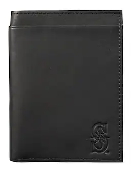 Rico Industries - Seattle Mariners Black Leather RFID Blocking Passport Holder Cover Travel Billfold Wallet for Men & Women - Multi