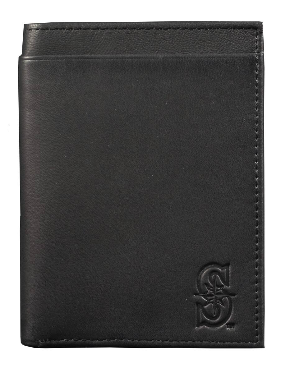 Front. Rico Industries - Seattle Mariners Black Leather RFID Blocking Passport Holder Cover Travel Billfold Wallet for Men & Women - Multi.