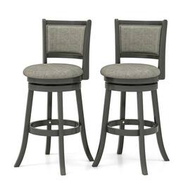 Kadyn - Swivel Bar Stools 2-Pc Set with Soft-padded Back and Seat-L, for Kitchen Island - Gray