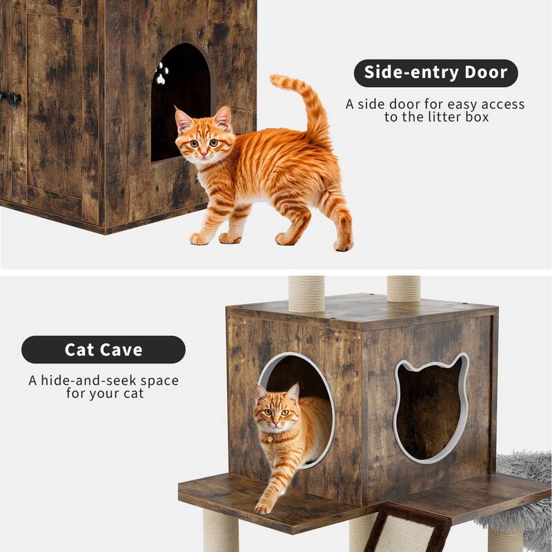 Side-entry Door  
A side door for easy access to the litter box  

Cat Cave  
A hide-and-seek space for your cat