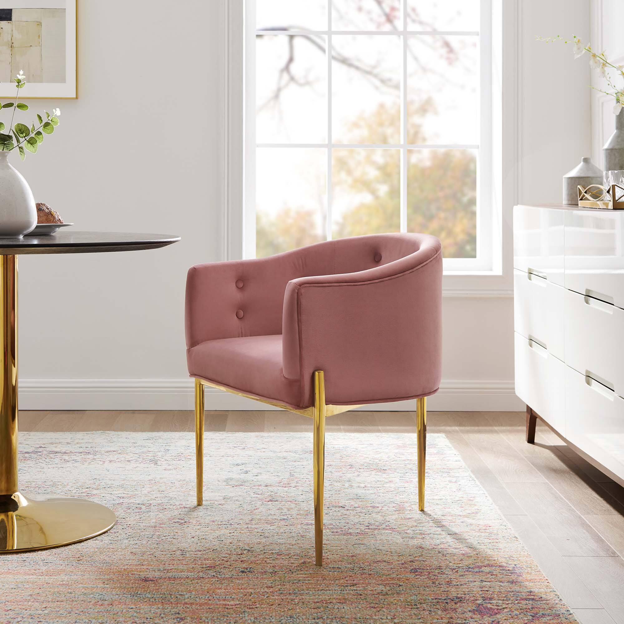Front. Modway - Savour Tufted Performance Velvet Accent Chair by Modway - Dusty Rose.