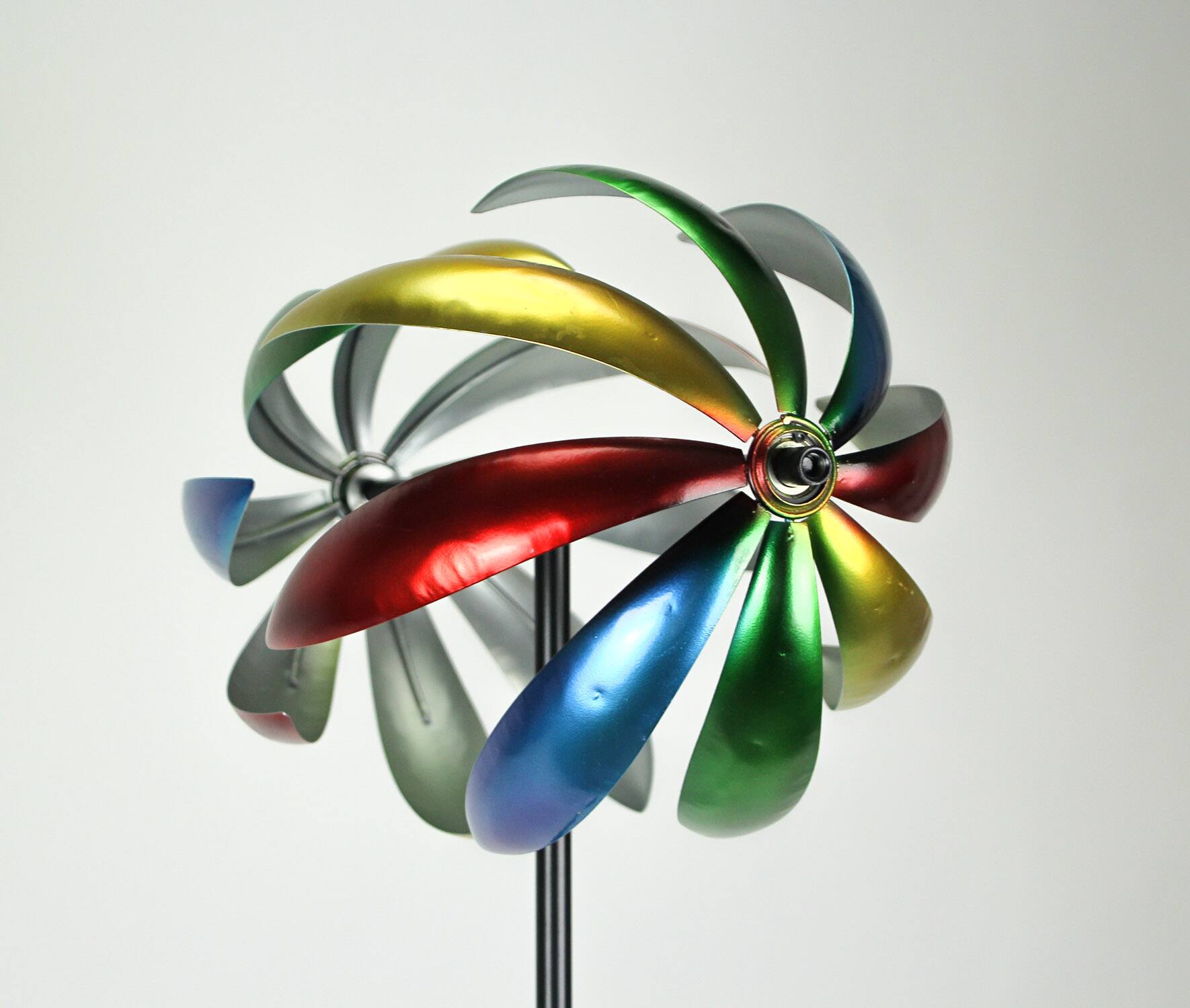 Alt View 2. Transpac - 64 Inch Metal Kinetic Wind Spinner Garden Stake Lawn Decor Yard Art Sculpture - Multicolored.