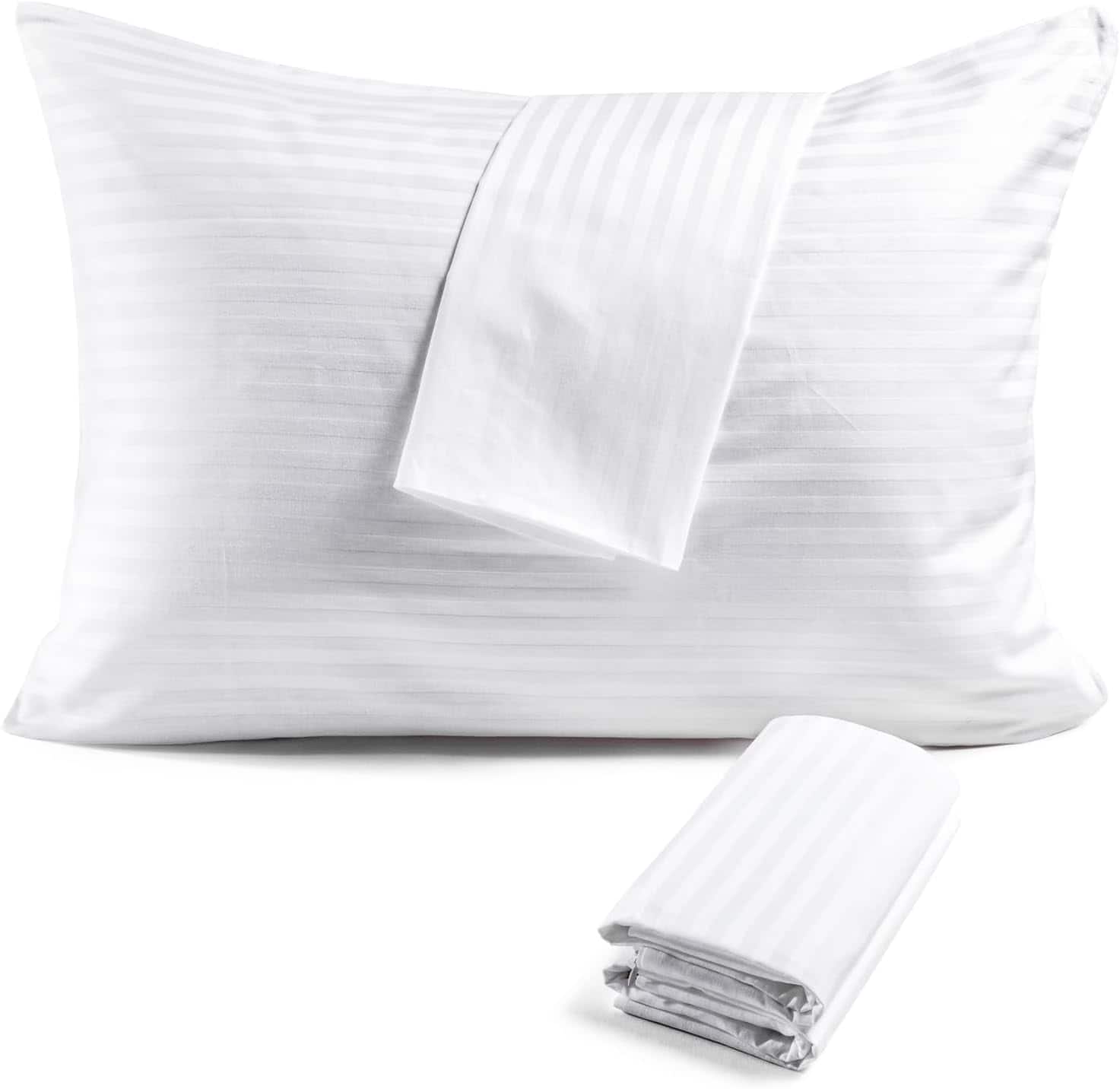 FAUNNA - 2 Pack, Queen Size (20x30) -600TC 100% Cotton Pillow Protectors, Oeko-TEX Certified, Hotel Zip Up Pillow Cases - White