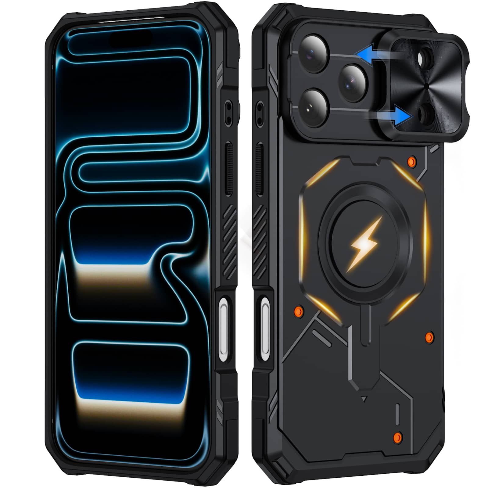 Dteck - Shockproof Magnetic Hybrid Protective Case for Apple iPhone 17 Pro Max with Slide Camera Cover, Side Anti-Slip Texture - Black price history on PriceWatchPro