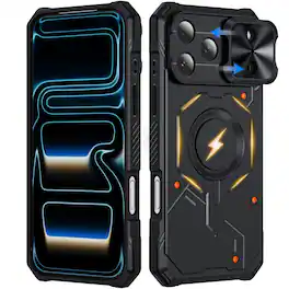 UUCOVER - Magnetic Case for Apple iPhone 18 Pro Max,Shockproof TPU+PC Case Compatible with MagSafe Rugged Sliding Lens Cover - Black