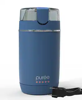 Tzumi - Electric Coffee Grinder, One-Touch Spice, Herb, and Coffee Bean Grinder with Stainless-Steel Blades - Blue