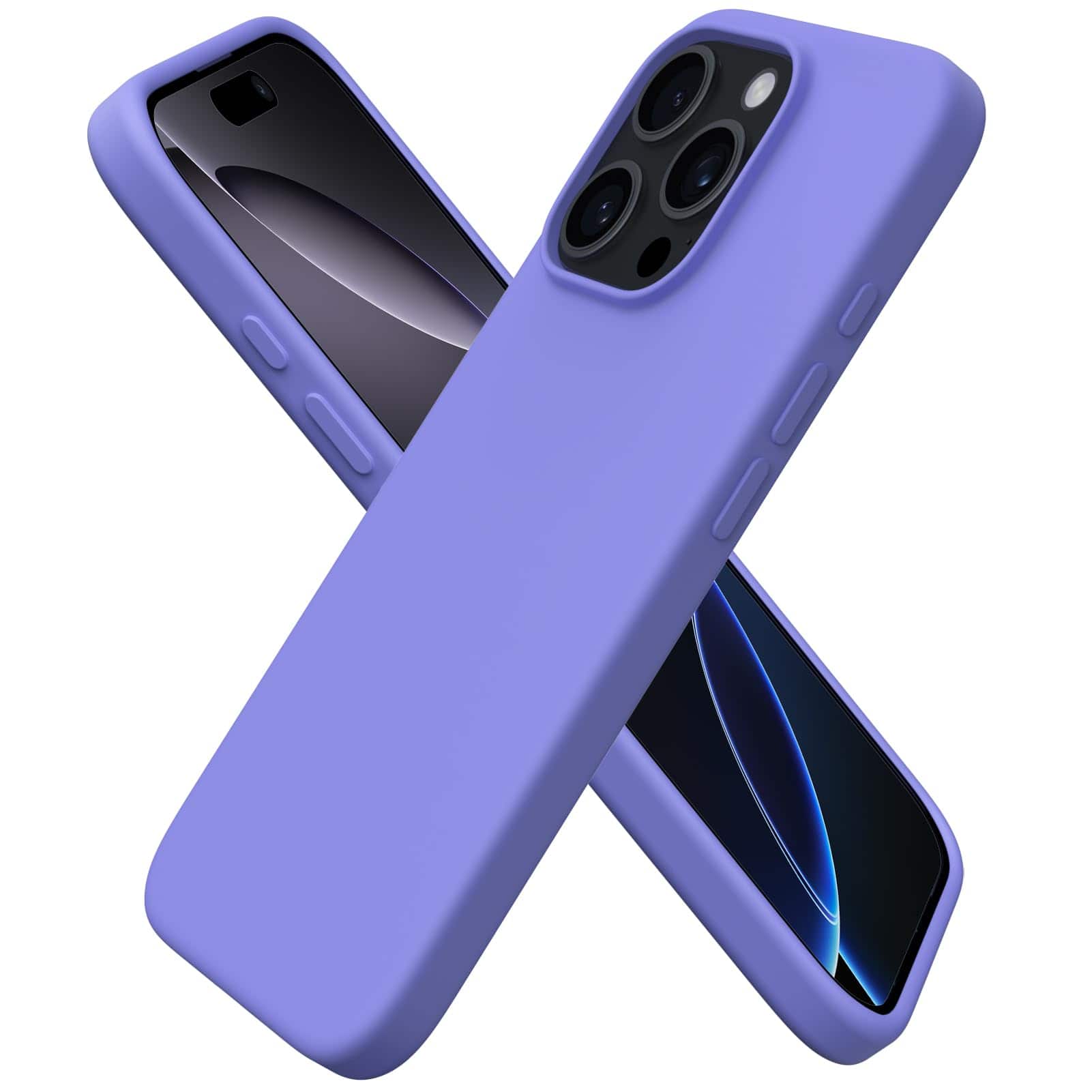 Front. Ornarto - ORNARTO Designed for iPhone 16 Pro Case 6.3", Liquid Silicone 3 Layers Full Covered Protective Cover-Periwinkle - Periwinkle.