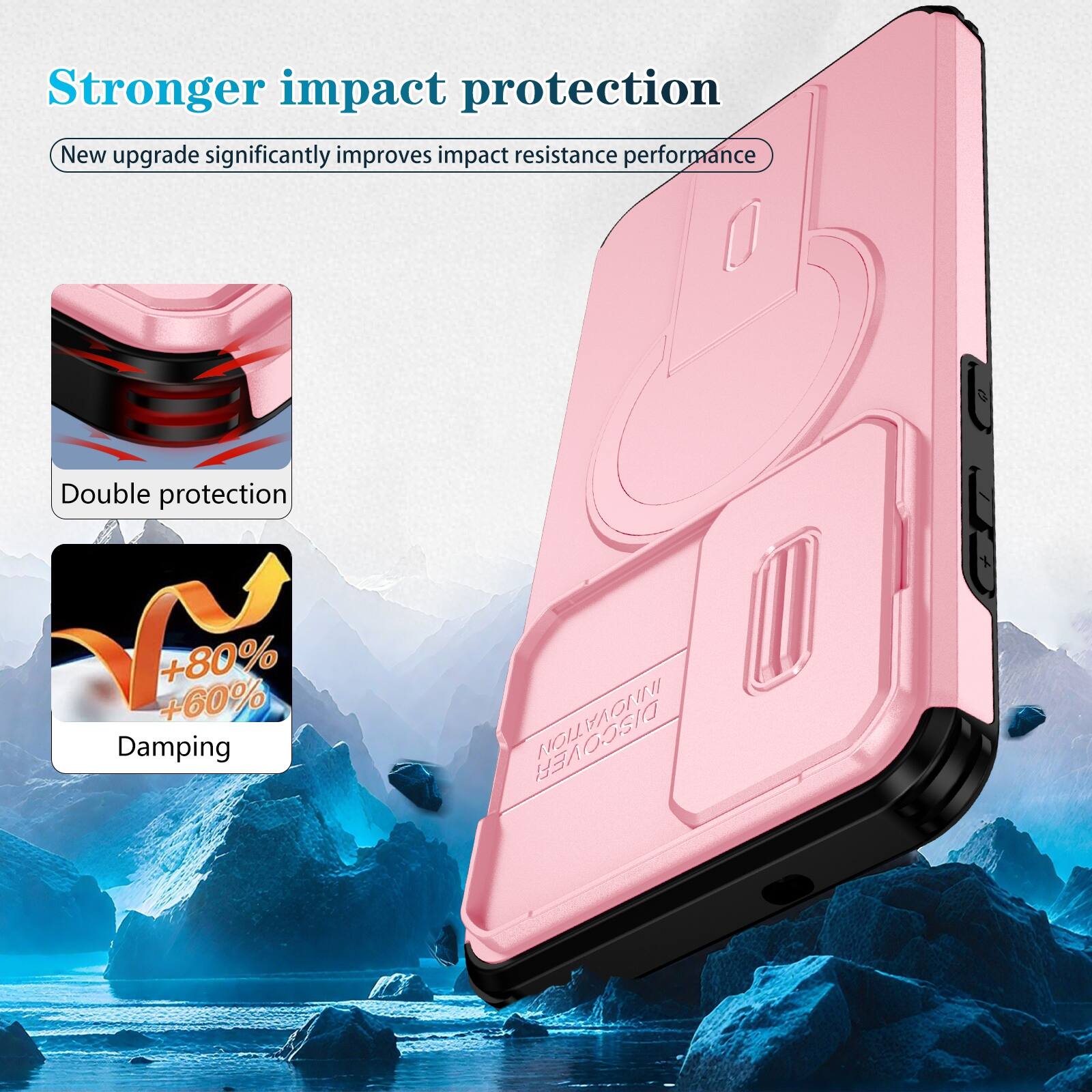 Stronger impact protection  
New upgrade significantly improves impact resistance performance  
Double protection  
+60% +80% Damping