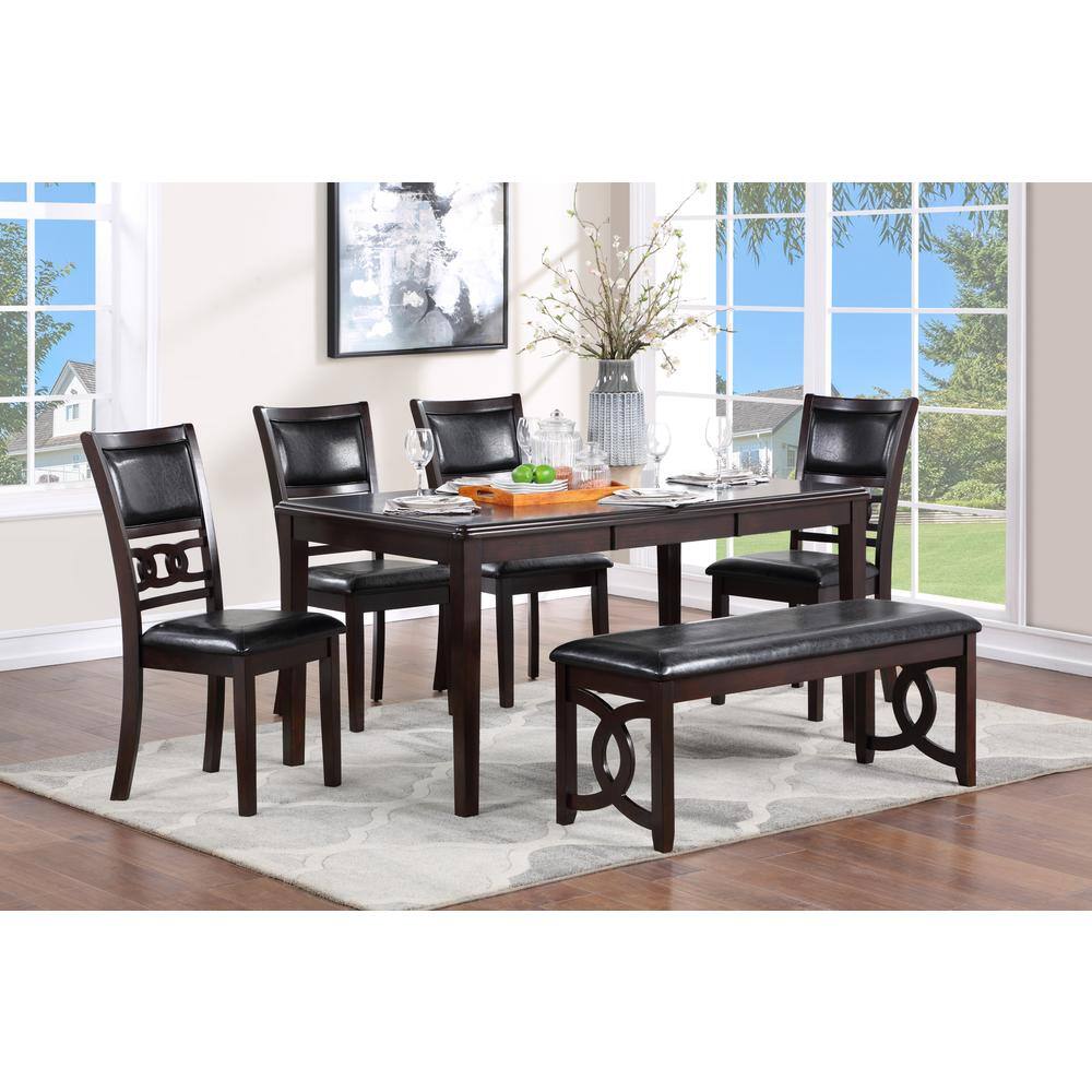 Alt View 1. New Classic Furniture - Furniture Gia 46" Solid Wood and Faux Leather Bench in Ebony Black - Black.