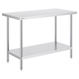VEVOR - Stainless Steel Prep Table, 24 x 48 x 34 Inch, 800 lbs Load Capacity, Heavy Duty Metal Worktable - Silver