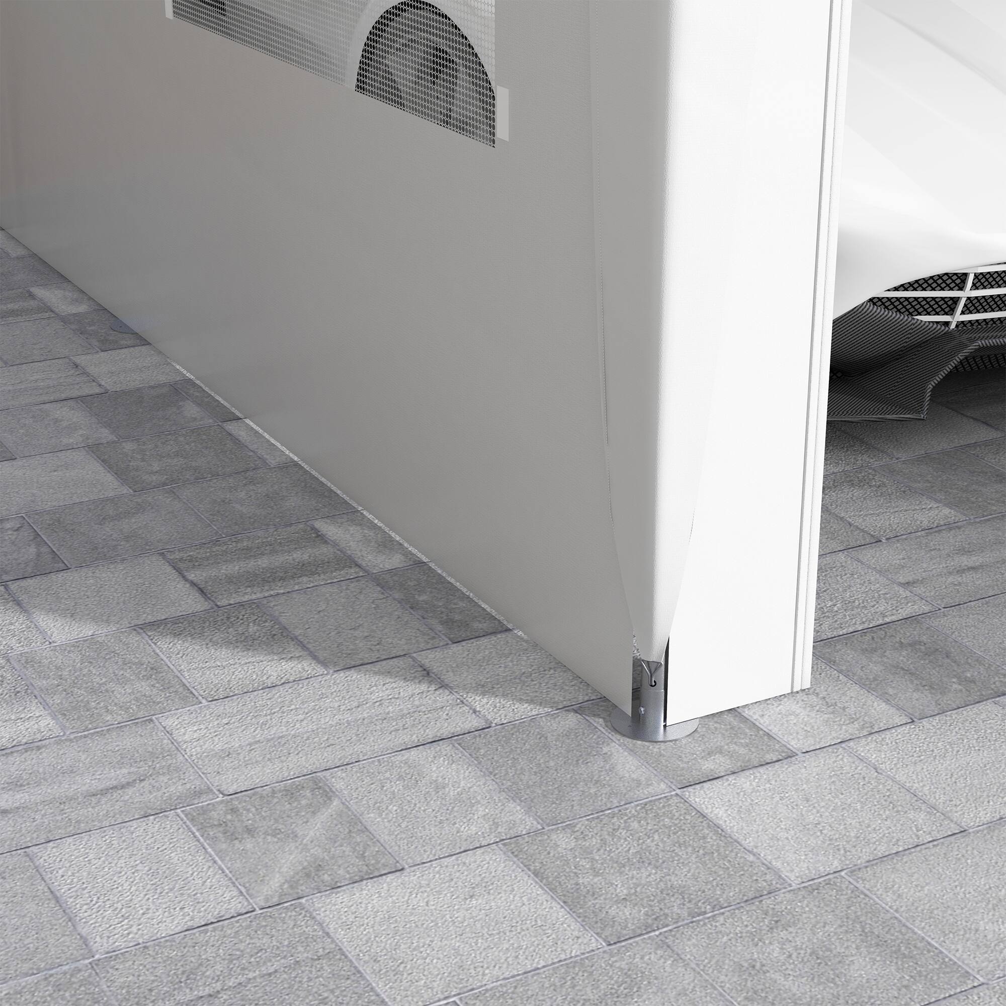 Alt View 8. Outsunny - Carport 10' x 20' Portable Garage, Heavy Duty Car Port Canopy with 2 Roll-up Doors & 4 Ventilated Windows - White.