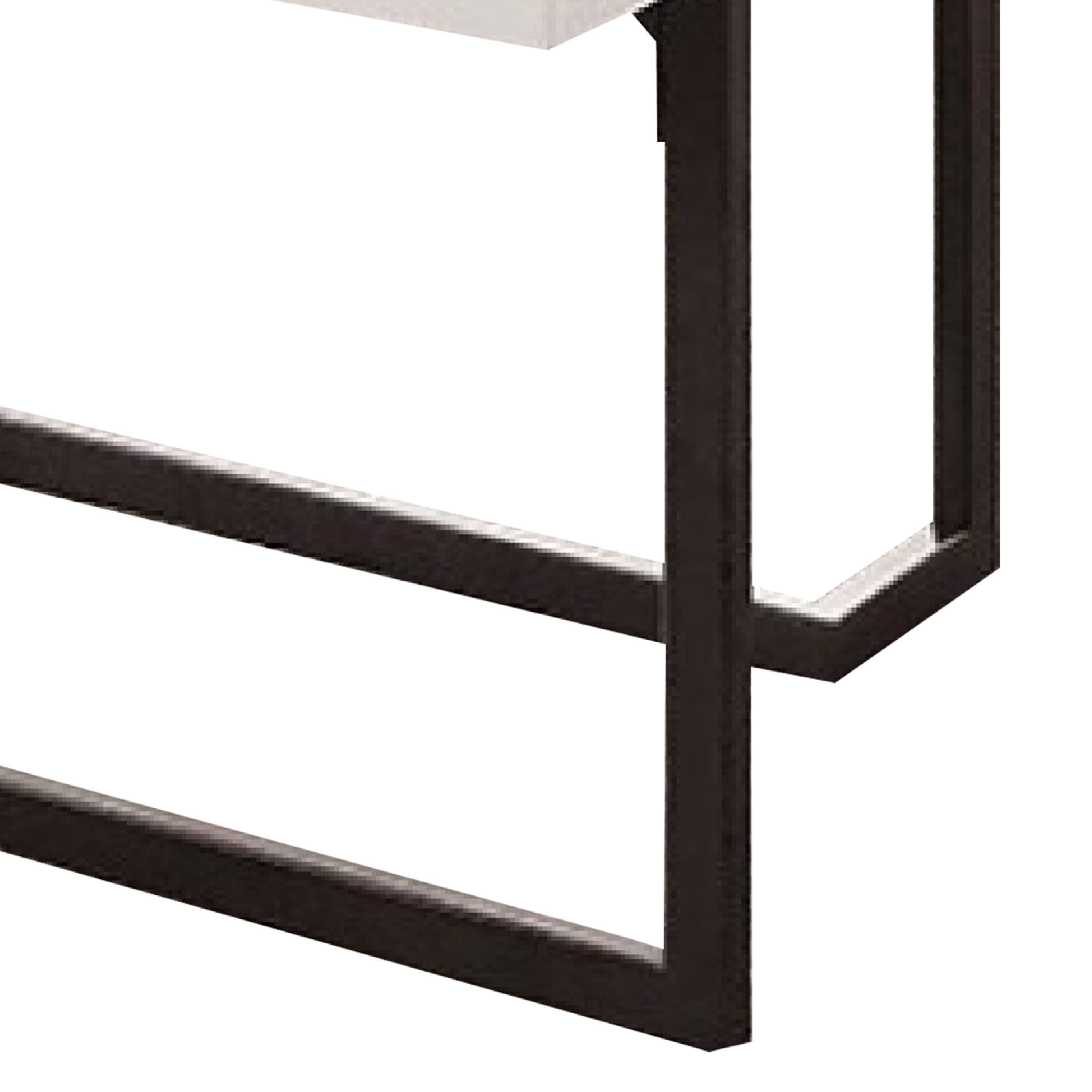 Alt View 3. Manhattan Lane - Iry Coffee Table, Black Steel Sled Base, 47 Inch, Gloss White Lacquer Top - White, Black.