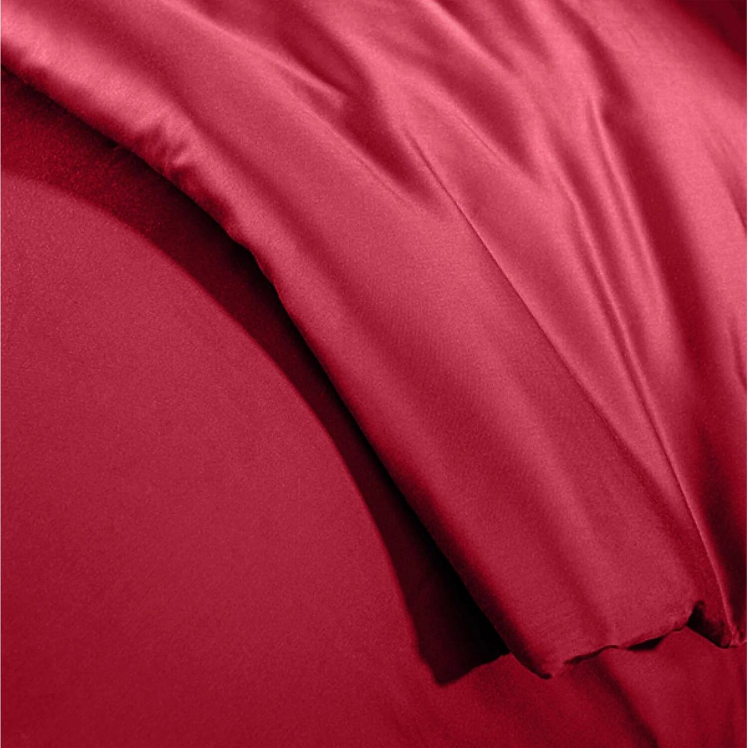 Alt View 3. Home Collection - Brielle Home 100% Premium 250 TC Modal Sateen Duvet Cover Set 108" x 98" and Two 20" x 26" Shams Set Full/Queen Red - Red.