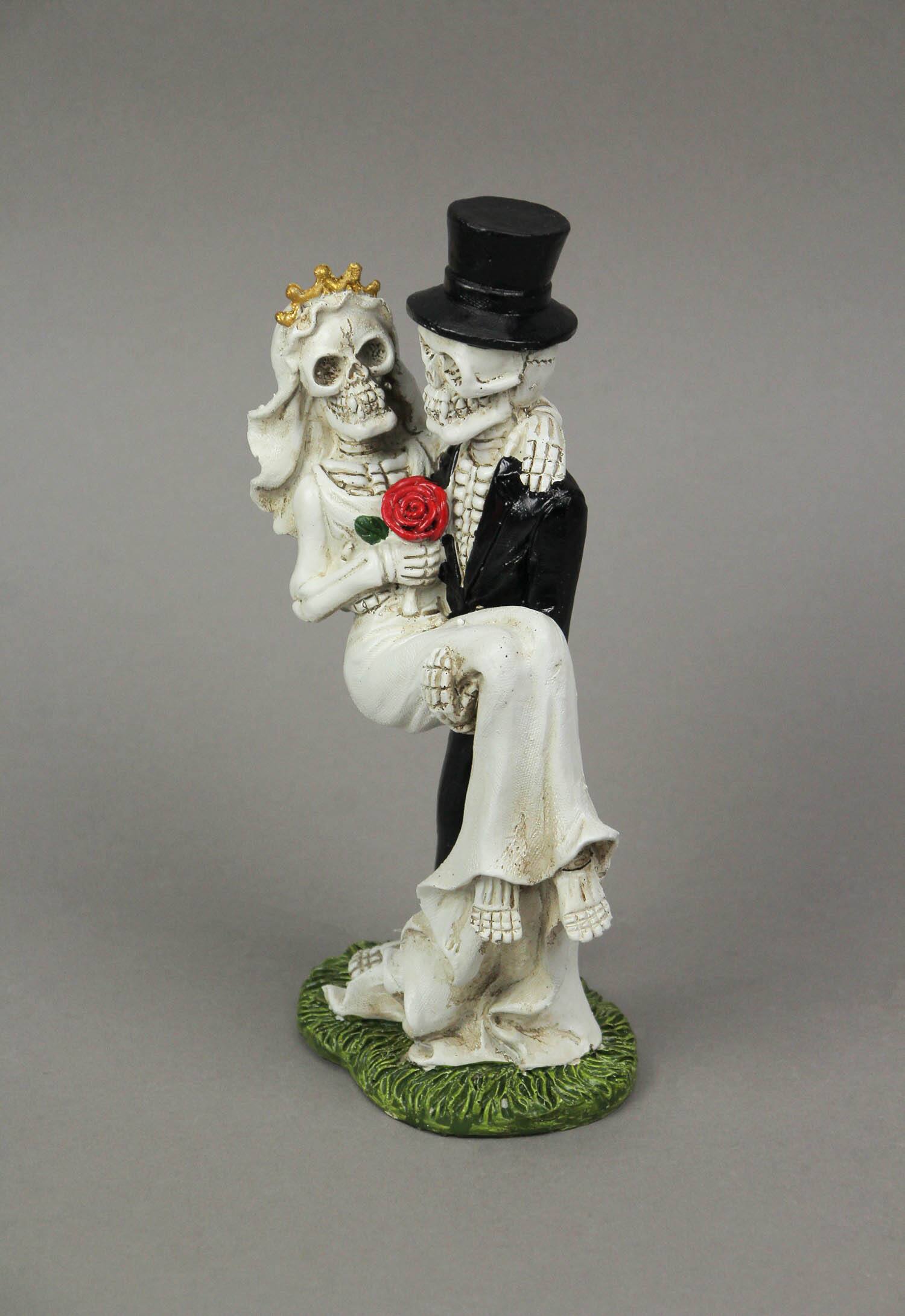 Alt View 2. Everspring Import Co. - Eternal Bliss Skeleton Bride and Groom Wedding Couple Statue Cake Topper - Multicolored.