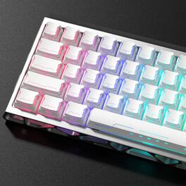 Womier - Double Shot PBT Keycaps Set, Shine Through Custom Keys for All US Layout Cherry Mx Switch Mechanical Keyboard - White