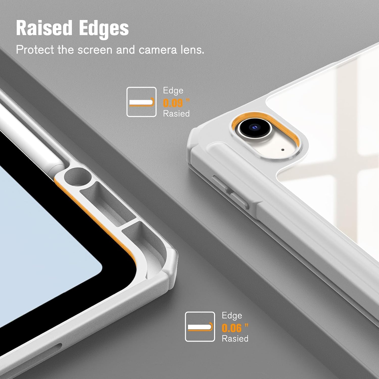 Raised Edges Protect the screen and camera lens.
Edge 0.09" Raised
Edge 0.06" Raised