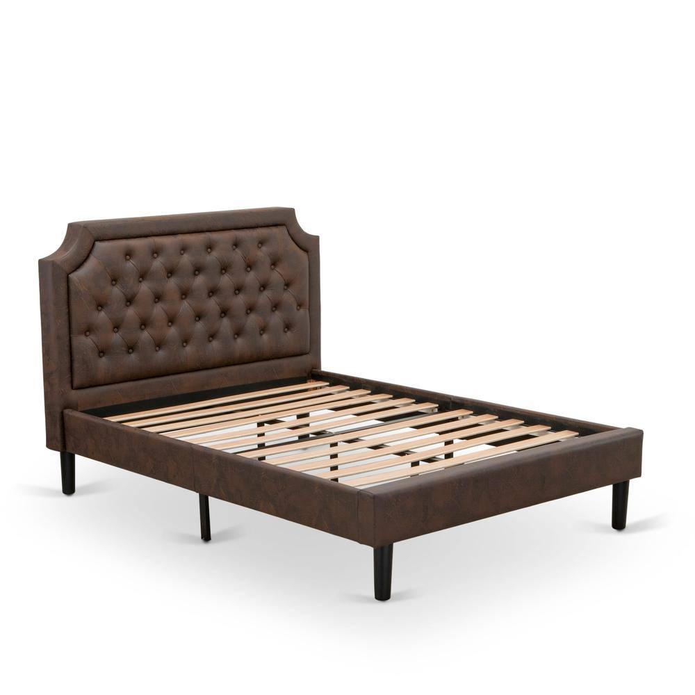 Alt View 2. East West Furniture - GB25F-1GA06 2-Pc Platform Bed Set with a Full Bed and a Wire brushed Black Night Stand - Dark Brown Faux Leather and - Black Textured.