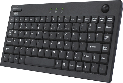 Angle View: Adesso - AKB-310UB Compact (60%) Wired Mini Trackball Keyboard - Black