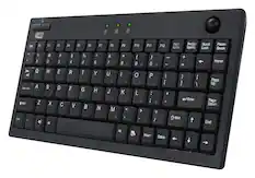 Front. Adesso - AKB-310UB Compact (60%) Wired Mini Trackball Keyboard - Black.