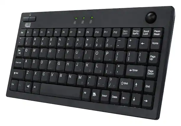 Front. Adesso - AKB-310UB Compact (60%) Wired Mini Trackball Keyboard - Black.
