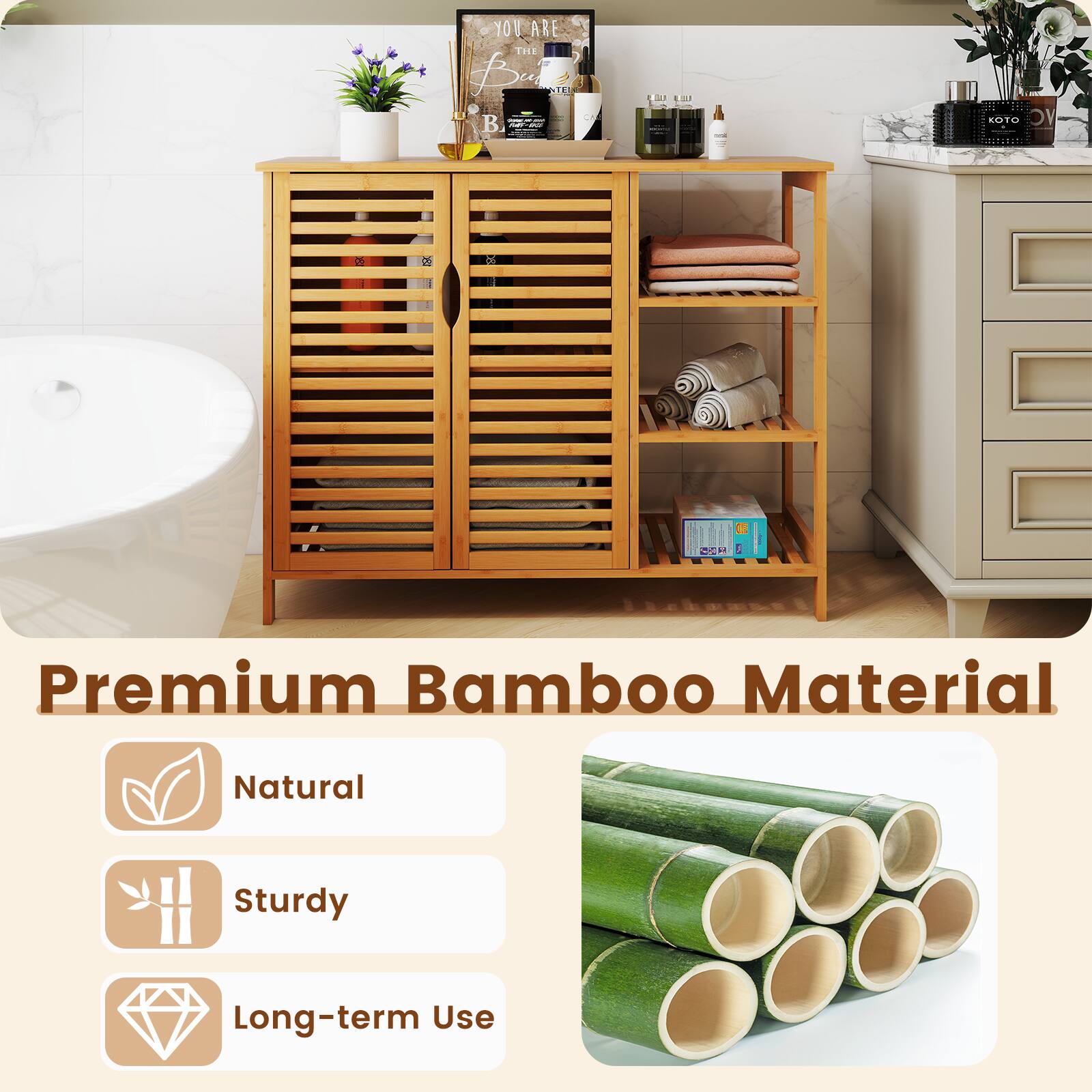 Premium Bamboo Material

- Natural
- Sturdy
- Long-term Use