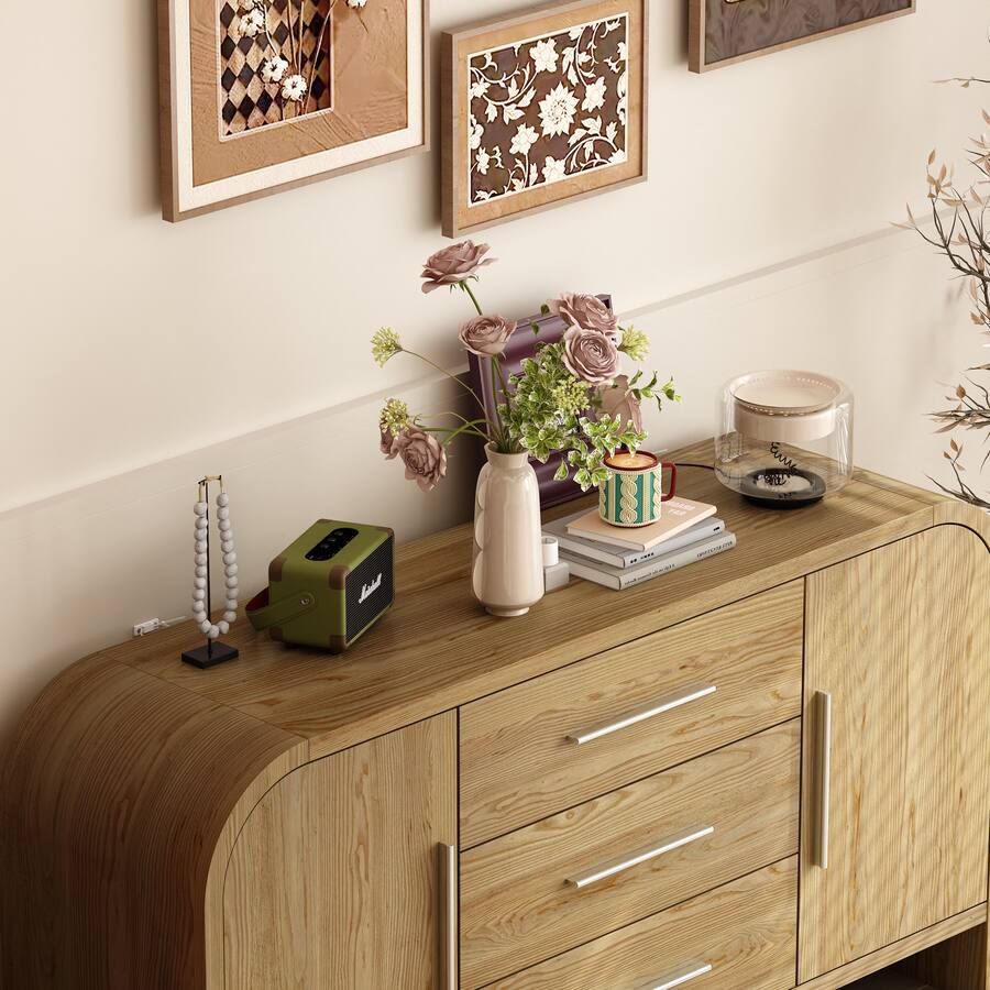 FUFU & GAGA FUFU&GAGA Light Wood Sideboard: Mid Century