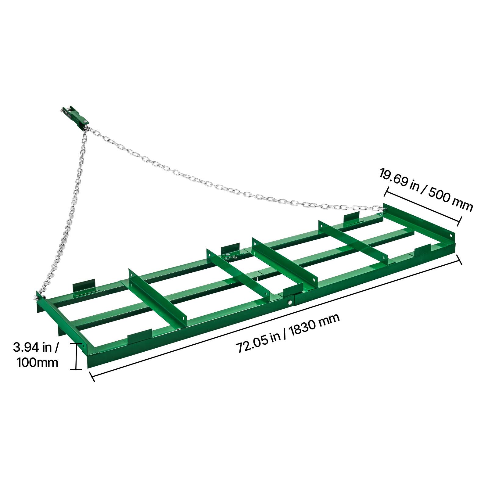 VEVOR - Drag Harrow, 6 ft Heavy Duty Tow Behind Drag Harrow with Adjustable Bars & 72 in Chain, Driveway Grader Landscape Rake - Green - Thumbnail 4