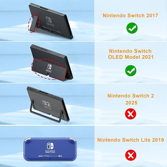 Nintendo Switch 2017  
Nintendo Switch OLED Model 2021  
Nintendo Switch 2 2025 X  
Nintendo Switch Lite 2019  
NINTENDO SWITCH