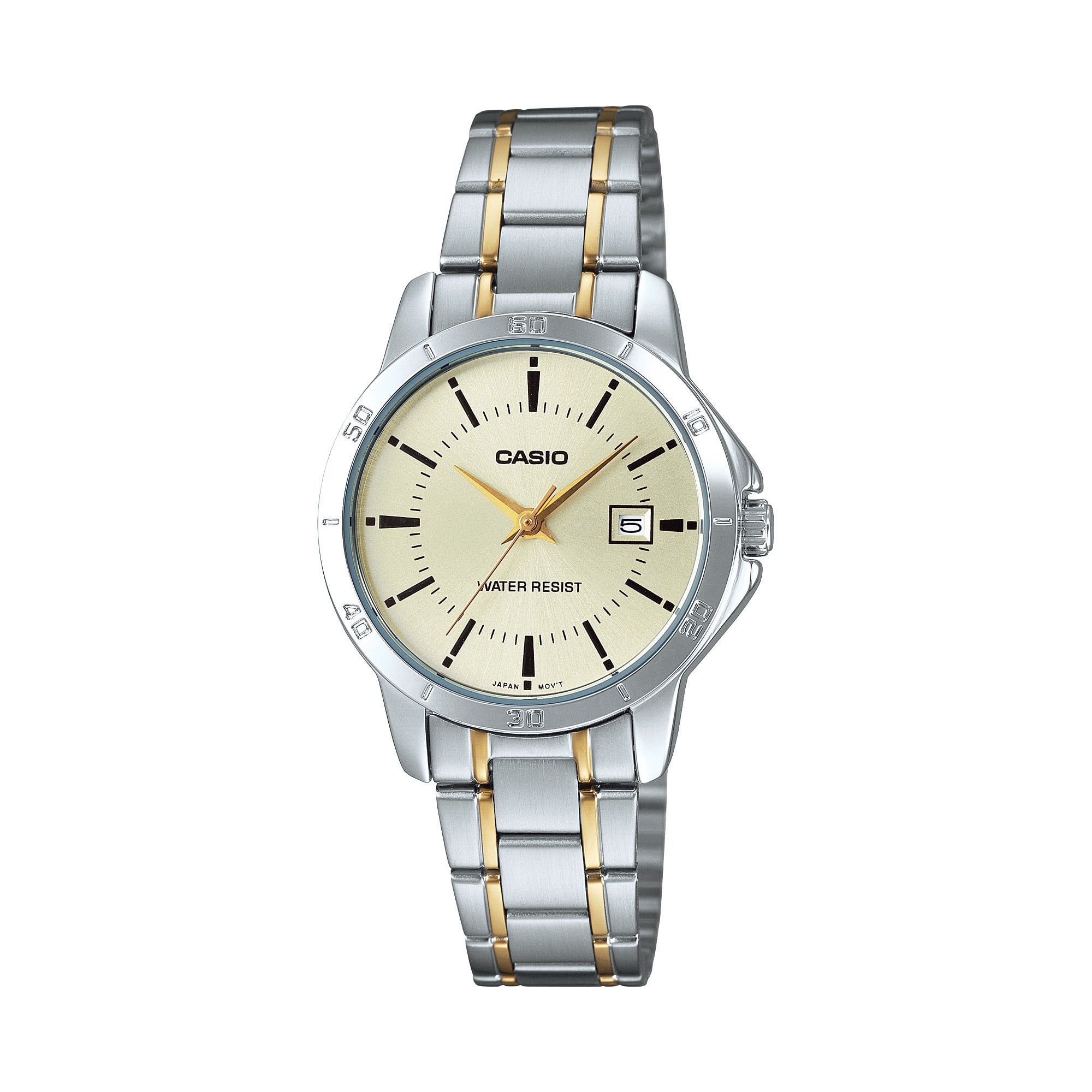 Casio - Women’s Two-Tone Gold Dial Analog Watch - LTP-V004SG-9AUDF - Silver price history on PriceWatchPro