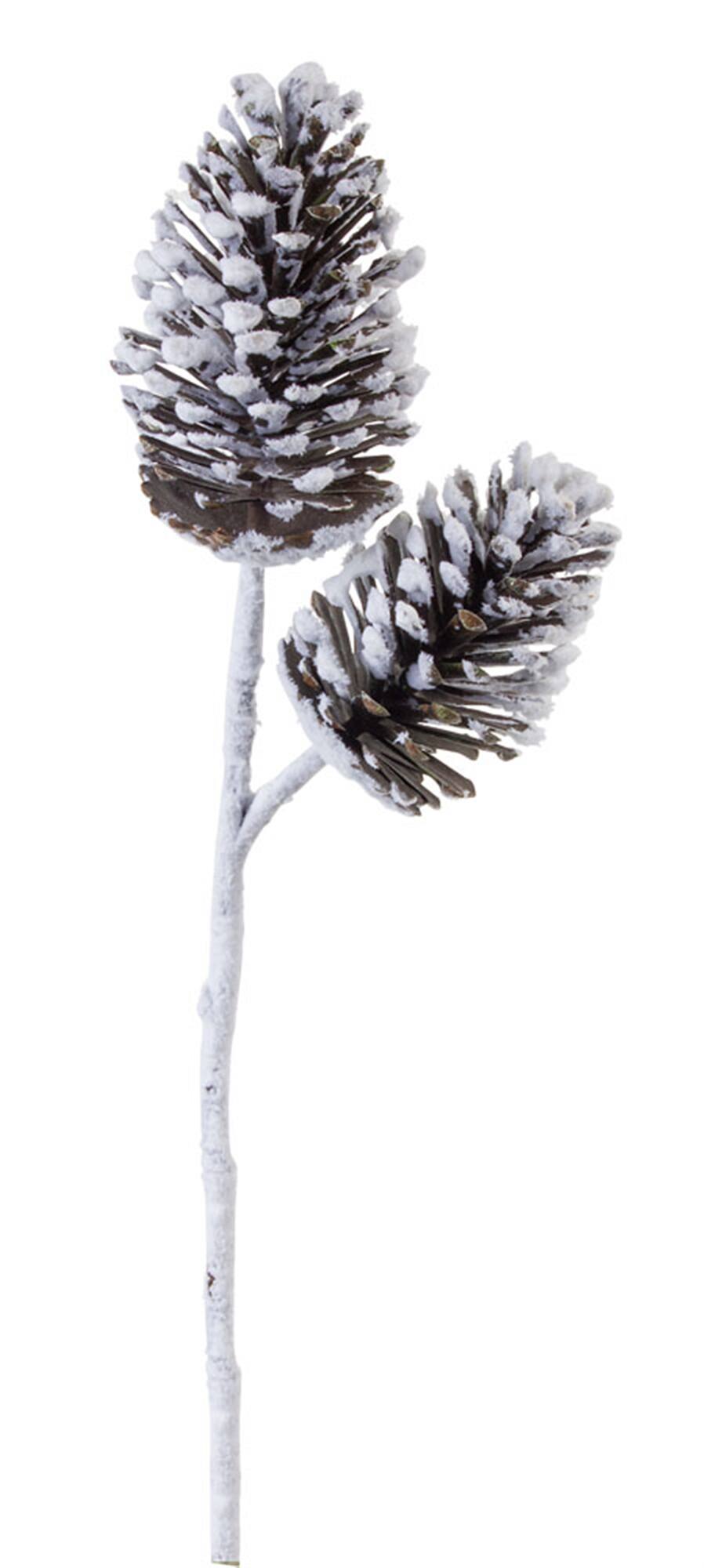 BreeBe - Flocked Snowy Pine Cone Spray (Set of 6) - White