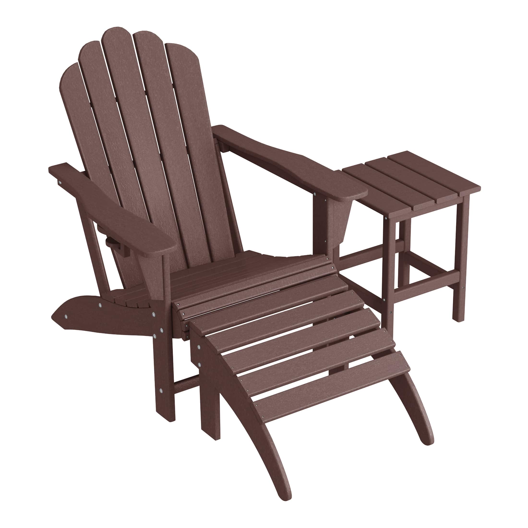 WestinTrends - Highland 3-Piece Adirondack Chair with Cup Holder and Folding Ottoman and Table Set - Dark Brown price history on PriceWatchPro
