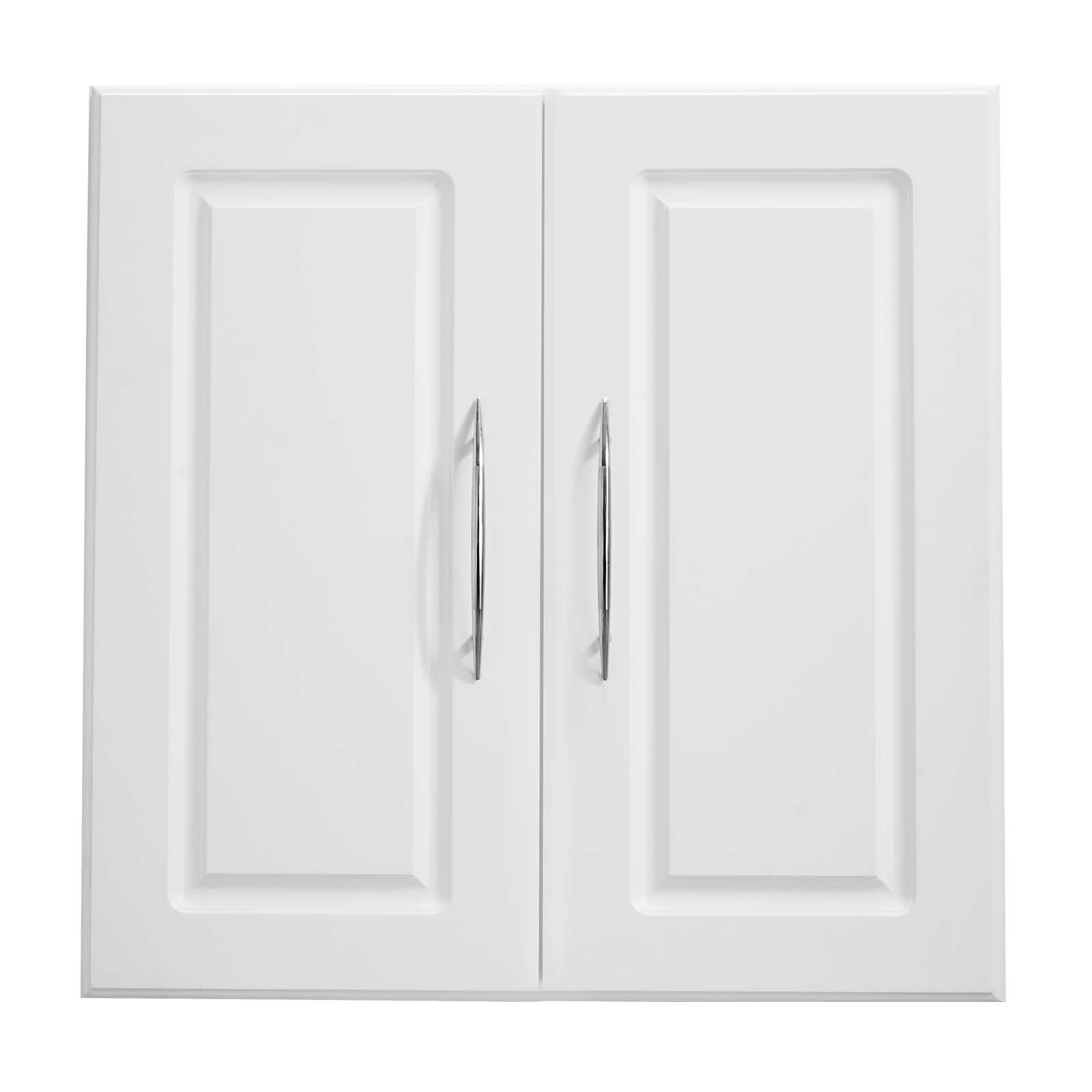 Alt View 5. VEVOR - Laundry Room Wall Cabinet, 2-Tier Wall Mounted Hanging Cabinet with Adjustable Shelf, Cupboard Storage with 2 Doors - White.