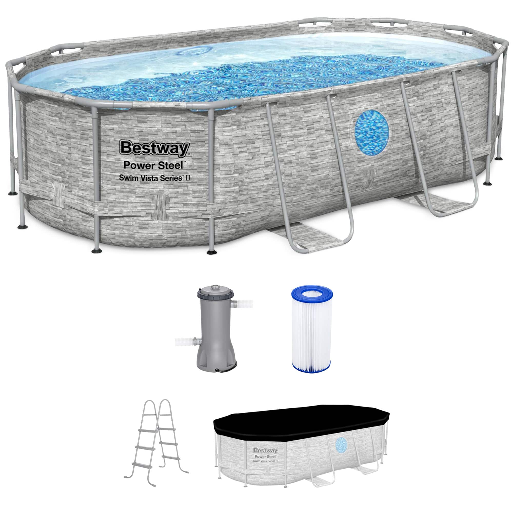 Bestway - Power Steel Swim Vista 14' x 8'2" x 39.5" Above Ground Swimming Pool Set