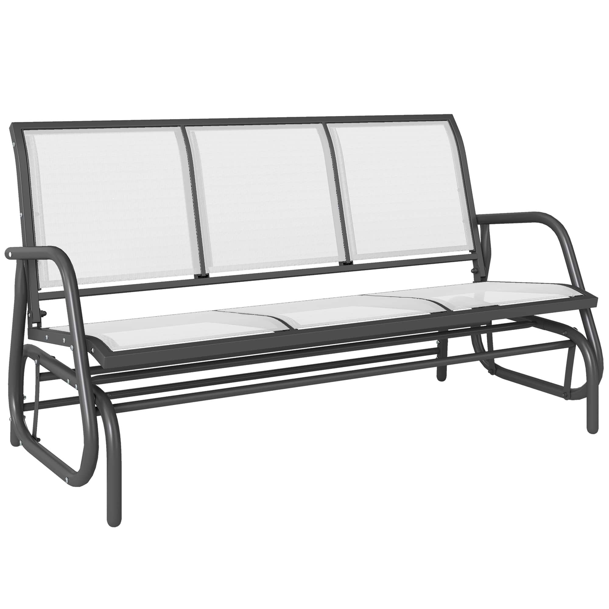 Outsunny - Outdoor Patio Glider Bench, Porch Glider Swing with 3 Seats, Breathable Mesh Fabric, Metal Frame - Cream White