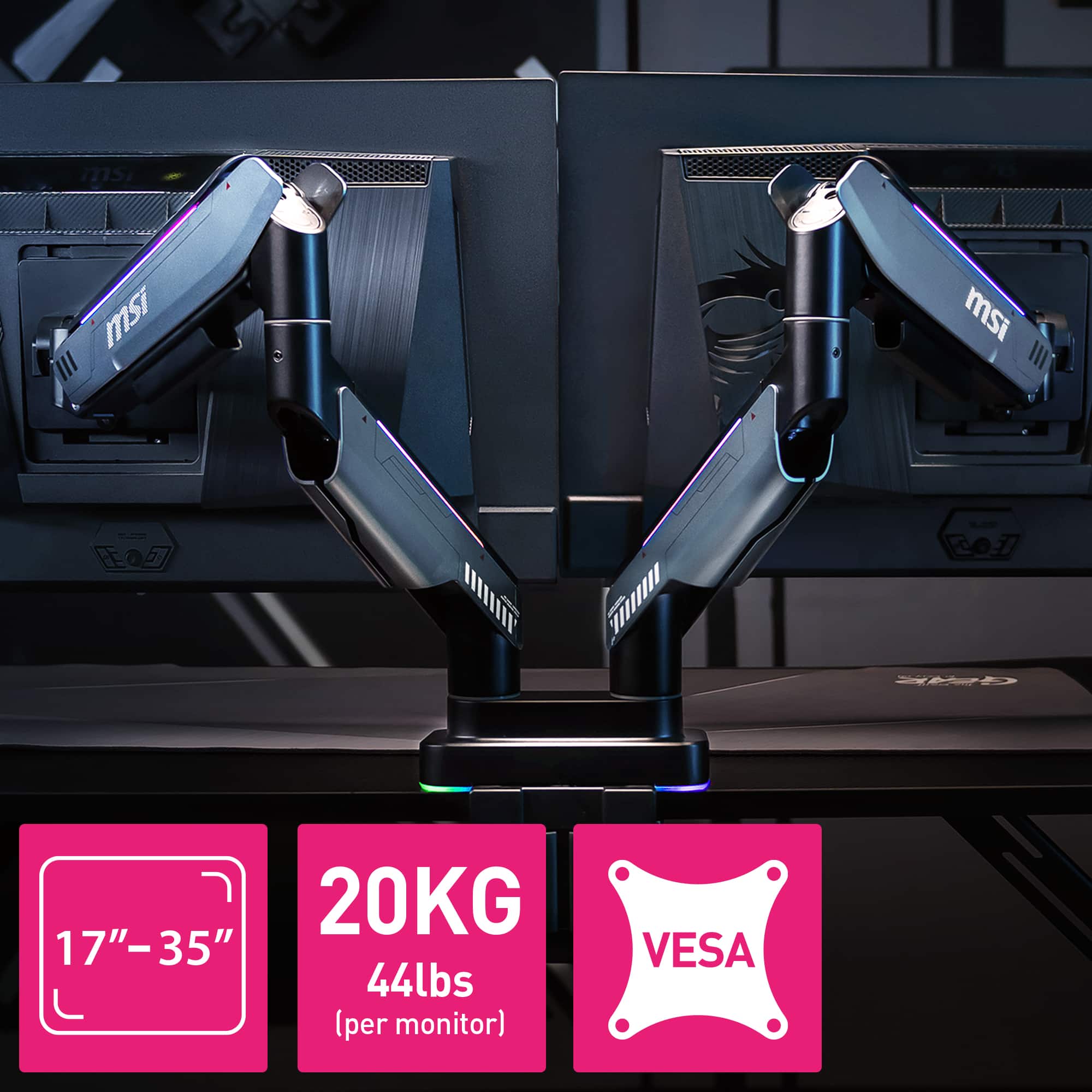 msi mst III msi IIII m SMD
17"-35"
20KG 44lbs (per monitor)
VESA