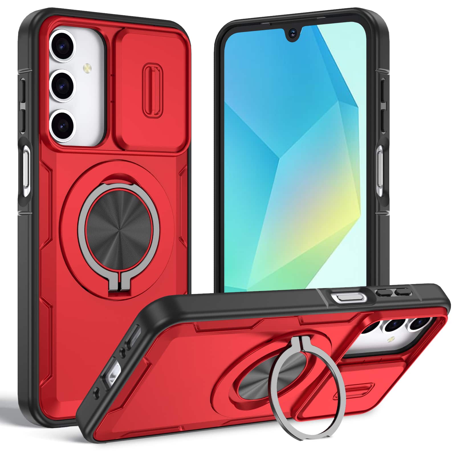 UUCOVER - For Samsung Galaxy A17 5G/A16/A26 5G Magnetic Kickstand Case with Slide Camera Cover, 360° Ring Holder Shockproof Cover - Red price history on PriceWatchPro