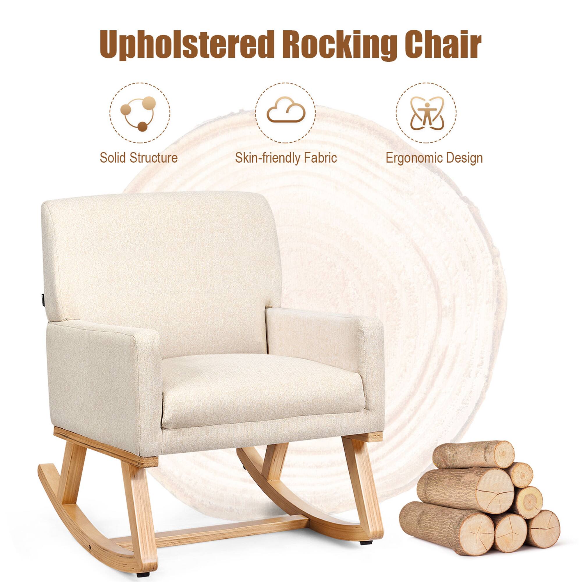 Upholstered Rocking Chair

- Solid Structure
- Skin-friendly Fabric
- Ergonomic Design