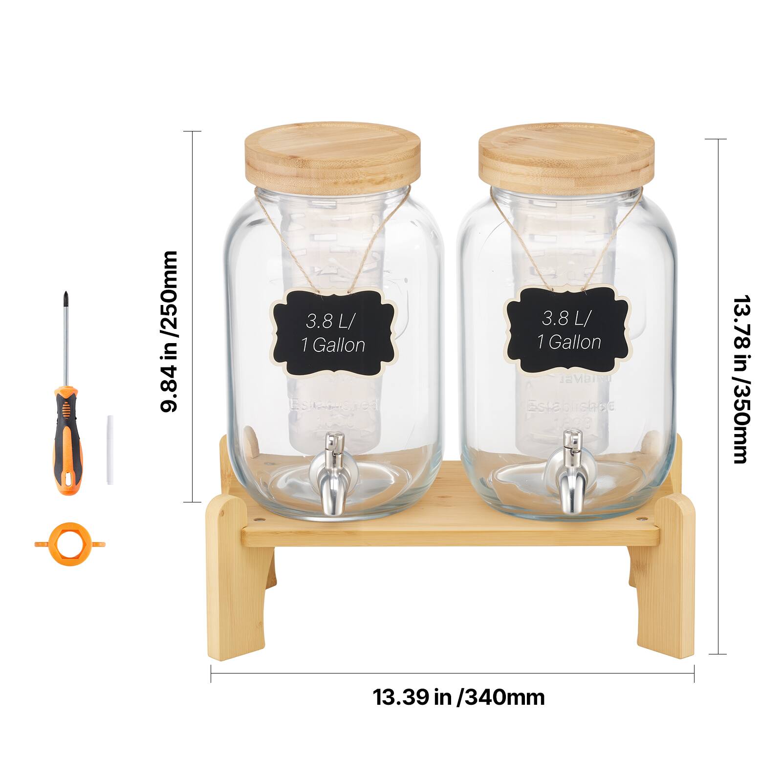 - 9.84 in / 250mm
- 3.8 L / 1 Gallon
- 13.78 in / 350mm
- 13.39 in / 340mm
- 13.39 in / 340mm