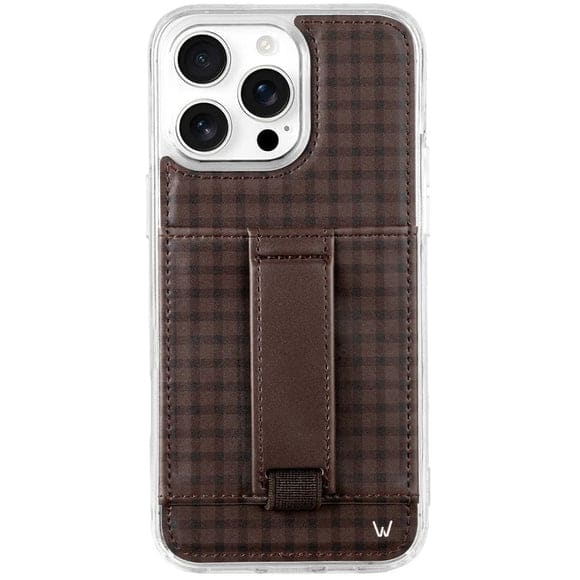 Walli Cases - Phone Case with Wallet and Finger Strap for Samsung S25 Plus - Cafe Gingham