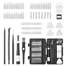 Front. VEVOR - Screwdriver Set, 59-Piece Small Precision Screwdriver Set with Phillips, Flat Head, Torx, Pentalobe Bits, Tweezer - Black+Grey+Transparent.