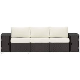 Resenkos - 3 Seater Sofa, Outdoor Sectional Furniture, PE Wicker - Cream White and Brown