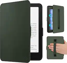 Fintie - Case for 7" Kindle Paperwhite 12th Gen 2024 & Kindle Colorsoft Lightweight Slim Hard Back Shell Cover w/Hand Strap - Alpine Green