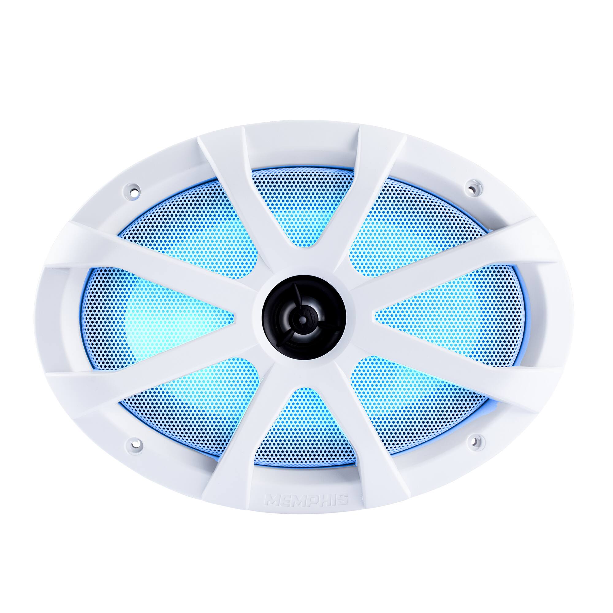 Alt View 3. Memphis Car Audio - Memphis Audio 6x9 LED Marine Coaxial Speakers - 1 Pair (2 Units) - OEM Bulk Pack MXA69L With White Grilles - Black/Gray.