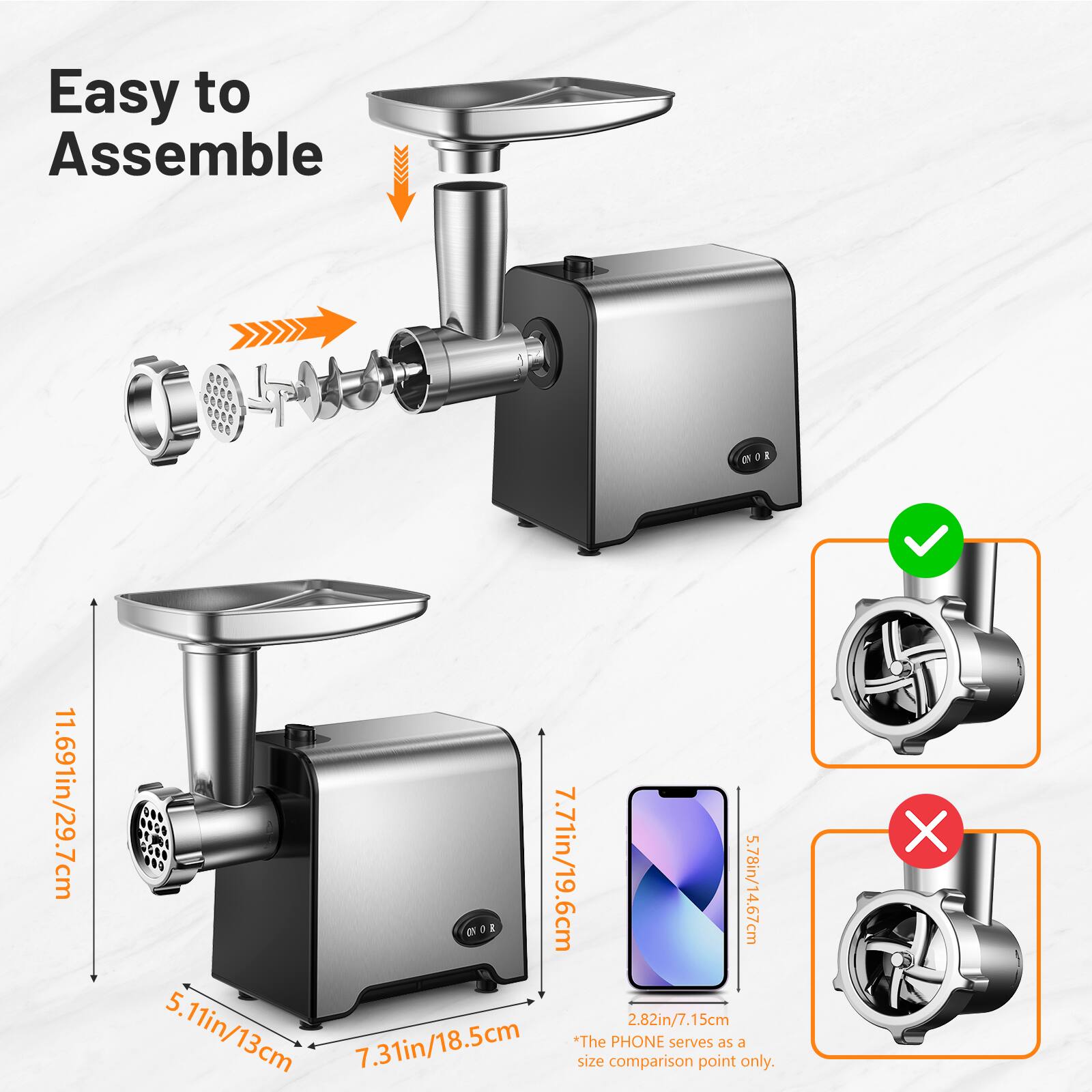 Easy to Assemble

- 11.69in/29.7cm
- 7.71in/19.6cm
- 5.78in/14.67cm
- 2.82in/7.15cm
- 5.11in/13cm
- 7.31in/18.5cm

*The PHONE serves as a size comparison point only.

- 7.7in/19.6cm
- 5.11in/13cm
- 7.31in/18.5cm

- 2.82in/7.15cm
- 5.78in/14.67cm

- 11.69in/29.7cm

- 5.11in/13cm
- 7.31in/18.5cm

- 2.82in/7.15cm
- 5.78in/14.67cm

- 7.7in/19.6cm

- 5.1