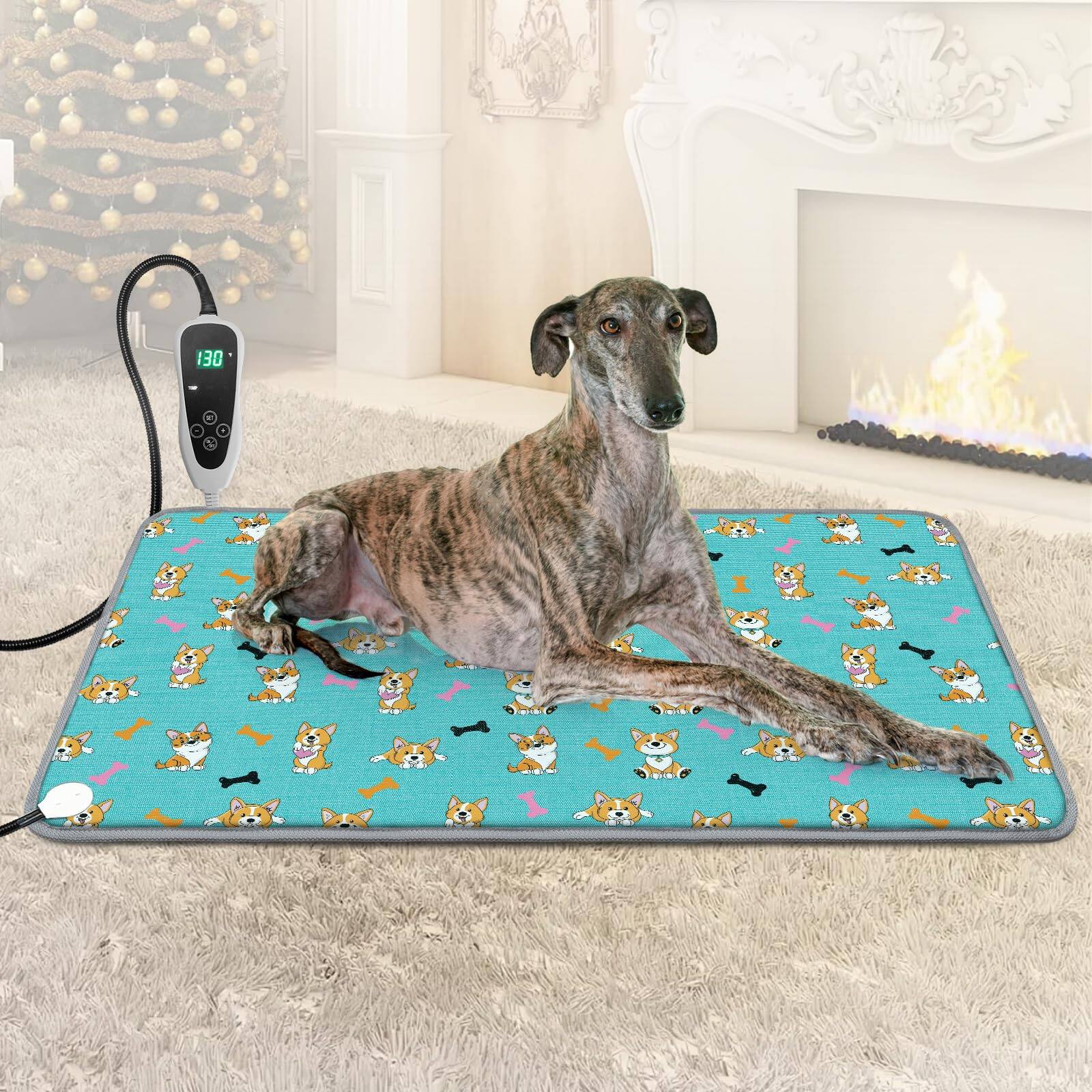 Front. METALTON - Large Dog Heating Pad 34x With Smart Thermostat And Power Line Protection Tube Obtained Met Ul Dual Certifi... - 47.0"L x 30.0"W x 0.5"Th Blue Dog.