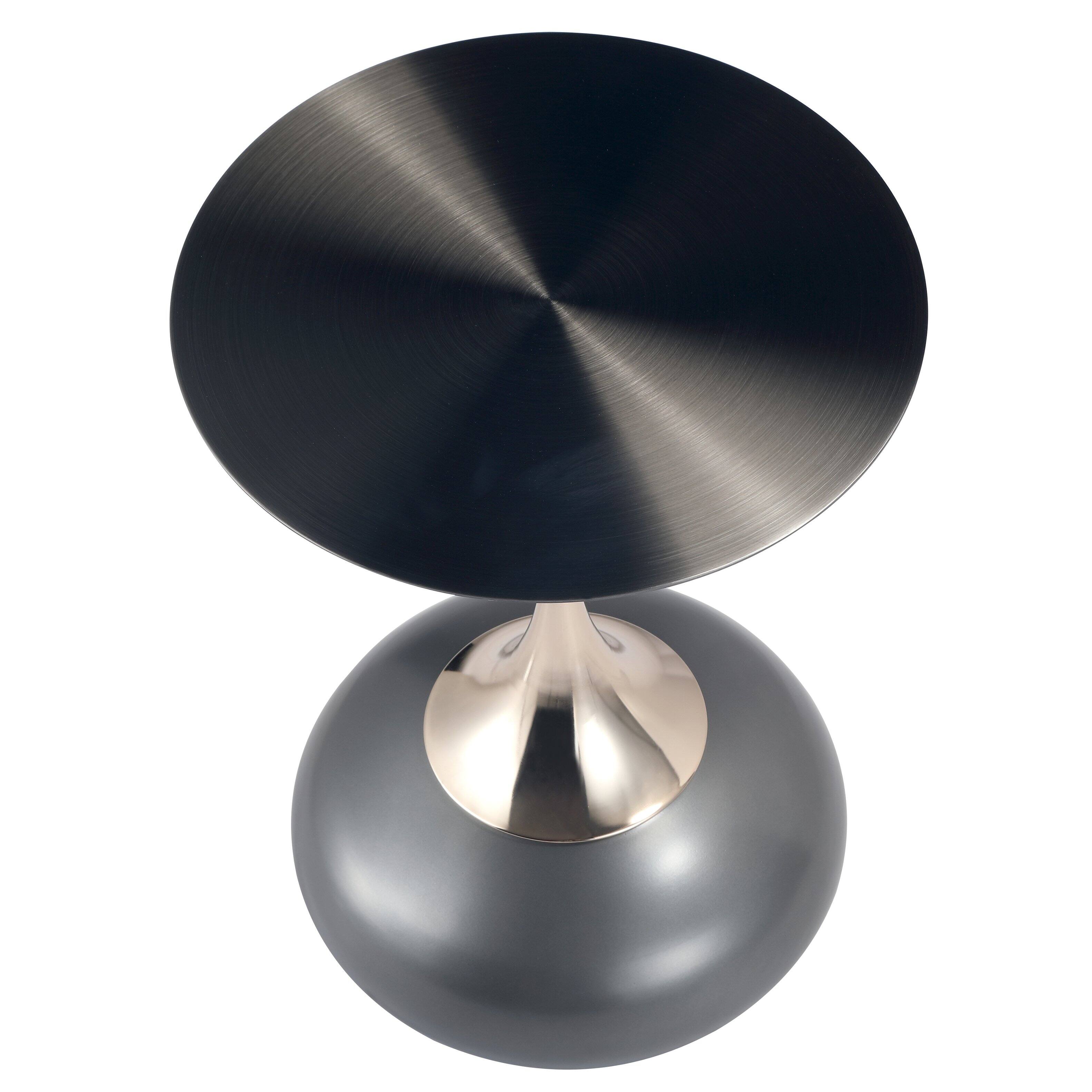 Alt View 4. LeisureMod - Savoy Black Circular Top End Table with Powder Coated Finish for Living Room/Offices - Grey.