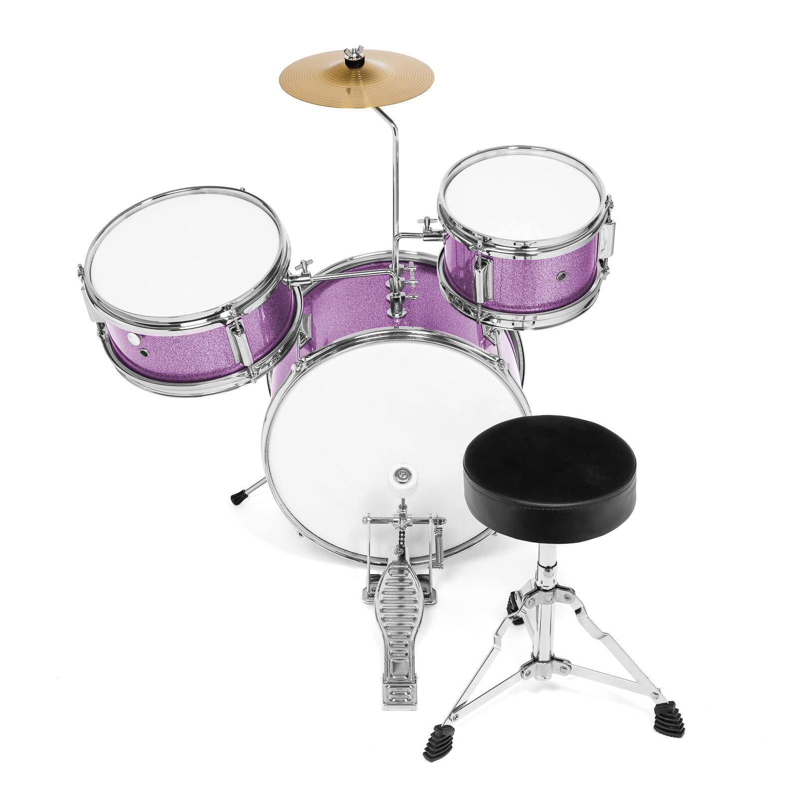 Alt View 2. Ashthorpe - Beginner Drum Kit with Brass Cymbals (Set of 3) - Purple.