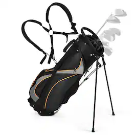 Gymax - Golf Stand Bag Portable Lightweight Golf Carry Club Bag w/ 8-way Divider - Black
